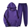 Stylish Men's Tracksuits Solid Color Pullover Hoodie Women's Casual Sports Suits Fleece-lined Jackets Unisex Leisure Clothes