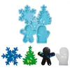 Moules de cuisson en silicone holographique en forme d'arbre de fleur de neige de Noël en forme de moules pour le bricolage fait à la main boucles d'oreilles époxy Uv pendentifs porte-clés