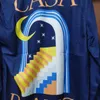 Camicie casual da uomo Strisce colorate Fantasy Gate Orange Moon Print Camicia lunga Casablanca Uomo Donna Oversize Hawaii Beach Abbigliamento di alta qualità Top 230718