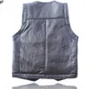 Hommes gilets 2023 automne hiver hommes mode en peau de mouton en cuir Gilet manteaux mâle col en v gilet hommes chaud polaire sans manches vestes D343