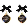 Stud Womens Crystal Black Bow Oorbellen Charm Hanger Anniversary Sieraden Accessoires Cadeau Groothandel 230719