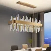 Lampadari Led Art Lampadario Lampada a sospensione Rettangolo di luce Cristallo moderno Sala da pranzo Decorazioni per la casa Appeso Apparecchio Cucina di lusso Isola Cristal