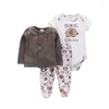 Clothing Sets Born Girl Fall Clothes Set Coat Bodysuit Pants 3Pcs/lot Baby Boy Cotton Outfits Cute Embroidery Infant Gift