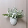 Decorative Flowers Artificial Hanging Decor With White Snowflake Snowball Fake Leaves Plants Potted Home Door Wall Ornaments Christmas