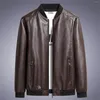 Men's Jackets Autumn Winter Leather Jacket Coat Men Black Green Bomber Motorcycle PU Causal Vintage Biker Pocket Zipper