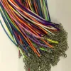 100pcs 16-18 inch mixed color adjustable 1 5mm korea waxed cotton necklace cords with lobster clasp and extension ch277x