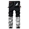 2020 Vintage Men's Jeans Black White Coated Mens Ripped Denim Jeans with Zippers for Men Big Size 40 New Brand Designer Pants217F