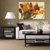 Textured Contemporary Art Tulip Time dipinto a mano villaggio scenico tela pittura arredamento camera da letto