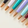 50pcs/Lot Lot Slim Metal Point Pens Rose Gold Logo Logo Lettering Name School School School Supplies Homes