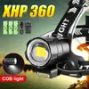Новейшие новейшие фары XHP360 Мощные фары Rechargeab Head Fashlight Fashlight Farlight High Power Fury Foright XHP90 USB Camping Head Lamp Light HKD230719