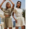 Women Dwuczęściowe spodnie Sports Twopiece Summer Casual Short San Cirt Set Styl Style College Lose Shorts 2307718