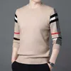 Erkek Sweaters 2022 Yeni Sonbahar Kış Lüks Tasarımcı Sweater Men Street Giyim Klasik Ekose Örme Noel Külkü Yüksek Kaliteli Erkek Örgü L230719