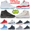 Kids Shoes Unc Cherry Jumpman 11s Boys Basketball 11 Shoe Kids Black Mid High Sneaker DMP Chicago Designer Military Gray Trainers Baby Kid Youth Toddler