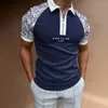 Mens Polos Fashionable and personalized printed short sleeved Tshirt summer lapel zipper conflict colored polo shirt casual ultrathin street clothing mens 230718