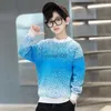 SWEATER PULLOVER SWEATER Zima Koreańska koreańsko -pullover chłopiec ciepłe dzianiny swetry mody dzieci topy 6 8 10 12 Years Teeage Boys Ubrania HKD230719