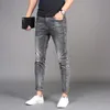 Männer Jeans Ganze 2021 Denim Trendy Marke Schlanke Füße Casual Lange Hosen Koreanischen Stil Sommer Dünne Rauch Grau Bleistift2581
