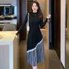 Casual Dresses Autumn And Winter Dress Half A Turtle Neck Thickening With Long Hair Coat Inside Render Knitting Children