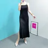 2023 New ISSEY Pleated Dress Luxury Strap Dress Solid Side Split Dress