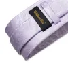 Halsband Luxur Designer Light Purple Paisley Solid Silk Tie med ringrandiga bröllopstillbehör för män Handkakor Manschettknappar Gift 230719