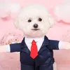 Dog Apparel Small Clothes Stylish Suit Bow Tie Costume Dresses For Dogs Party Wedding