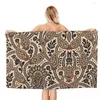 Serviette marron Paisley Floral Texture plage séchage rapide Boho bohème fleurs Style lin doux microfibre salle de bain Sauna serviettes