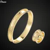 Donia bijoux luxe bracelet fête mode européenne et américaine trèfle à quatre feuilles brillant titane acier bracelet design bague ensemble 248Q