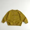 Pulôver primavera outono crianças tricô cardigã suéter sólido menino criança cardigã manga longa moda tops casaco menina bebê jaquetas de algodão hkd230719