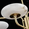 Lampes suspendues lustre en marbre moderne Style chinois salon lumière luxe pleine cuivre lampe créative salle à manger étude
