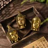 Objetos decorativos Estatuetas Resina Criativa Sudeste Asiático Antigo Cabeça de Buda Estátuas Miniaturas Douradas Estatuetas Zen Objetos de Decoração de Interiores 230718