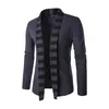 Hommes Chandails Chandail Coton Long Imprimé De Casual Vêtements Automne Manteau Col En V Confortable Mâle Noir Manches Cardigan Homme Hiver Pull