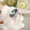 Newest Latest style For Women Colored Ring Jewelry 925 sterling Silver Plated Oval Rainbow Fire Mystic topaz gems Silver Rings3001