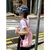 Schultaschen Mode Rosa Bär Kordelzug Damen Rucksack Kawaii Cartoon Baumwolle Y2k Damen Rucksack Koreanische Reise Shopping Mädchentasche 230718