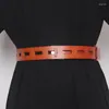 Belts Women's Runway Fashion Hollow Out Genuine Leather Cummerbunds Female Dress Corsets Waistband Decoration Wide Belt R1768