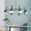 Lampy wiszące minimalistyczny metalowy żyrandol E27 LED Grey Green Kolor Uniwersalne żyrandole na głowę do kuchni Sypialnia Sypialnia