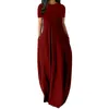 Robes Décontractées Basiques S5XL 11 Couleurs Oversize ONeck Poches Robe Longue Solide Manches Courtes Taille Haute Femmes Fête D'été Voyage Quotidien Maxi Wear 230718