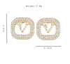 Fashion Womens Designer Stud Earrings Brand Earring Simple Letter Diamond Hoops Wedding Jewelry for Women Love Gifts