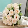 Decorative Flowers Artificial Easy To Maintain Realistic Champagne Roses Fade-resistant For Diy Home Weddings