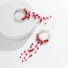 Baumelnde Ohrringe, böhmische rote Perlen, Quaste für Frauen, handgefertigt, Boho-Ohr, Vintage-Schmuck, lange große Aussage
