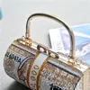 Bolso de noche Bolso de embrague con diseño de dólar Pintura de cristal Bolso de diamante Redondo Diseñador de lujo Bolso de fiesta B368 230718