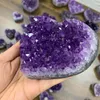 hochwertiger natürlicher Kristall Amethyst Quarz Geode Herzstein lila Edelstein Cluster Kristall Handwerk für Schatzgeschenke3478