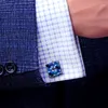 Gemelli KFLK Gioielli gemello per camicia da uomo Brand Fashion Gemello in cristallo blu Gemello da sposa di lusso Pulsante per lo sposo Ospiti di alta qualità 230718