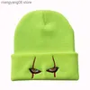 Beanie/Skull Caps broderade ullmössor Hat Scary Clown Eyes Sticked Hat Warm Hedging Hip-Hop Hat Woolen Halloween Hat Beanies T230719