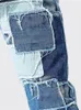 Jeans pour hommes Jeans pour hommes Slim Patchwork Couleur Lump Skinny Cacual Designer Noir Bleu Pantalon long droit Moto Biker Streetwear S-3XL 230718