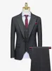 Ternos masculinos cinza xadrez luxo conjunto masculino blazer colete calça slim fit normal casamento noivo desgaste homem de negócios casual roupas diárias 4XL Plus
