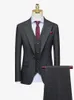 Herrenanzüge Grau Plaid Luxus Herren Set Blazer Weste Hose Slim Fit Normale Hochzeit Bräutigam Tragen Geschäftsmann Lässige Alltagskleidung 4XL Plus