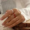 Bandringe 2/3/4 Stück Imitationsperlen-Ring-Set für Frauen Boho Rot Blau Perlen Knuckle Ring Stern Mond Anhänger Offener Vintage-Schmuck Ästhetisch J230719