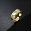 Band Rings NEWBUY 2023 Fashion Gold Color Copper Wedding Jewelry AAA CZ Evil Eye Design Open Ring For Women Girl Engagement Gift J230719