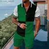 Tute da uomo Pantaloncini da polo da uomo estivi per abbigliamento da pista e da campo set di t-shirt con risvolto casual set di abbigliamento da strada per abbigliamento da uomo Z230719