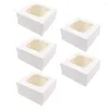 Gift Wrap 5pcs Dessert Boxes Cake Package With Window Pastry (White)