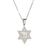 Colares com Pingente de Aço Inoxidável Estrela de David W/Chai Símbolo Colar Corrente da Moda Judaica Jóias